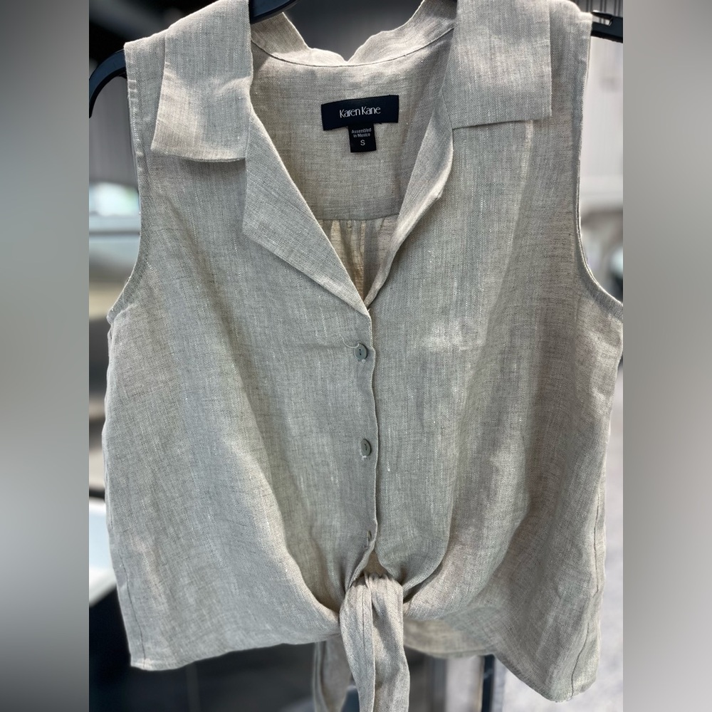 Karen Kane linen tie front sleeveless top